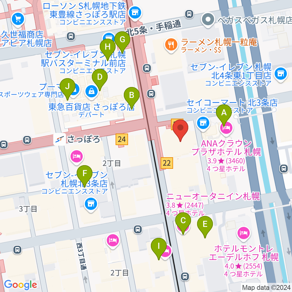 シャコンヌ札幌店周辺のカフェ一覧地図