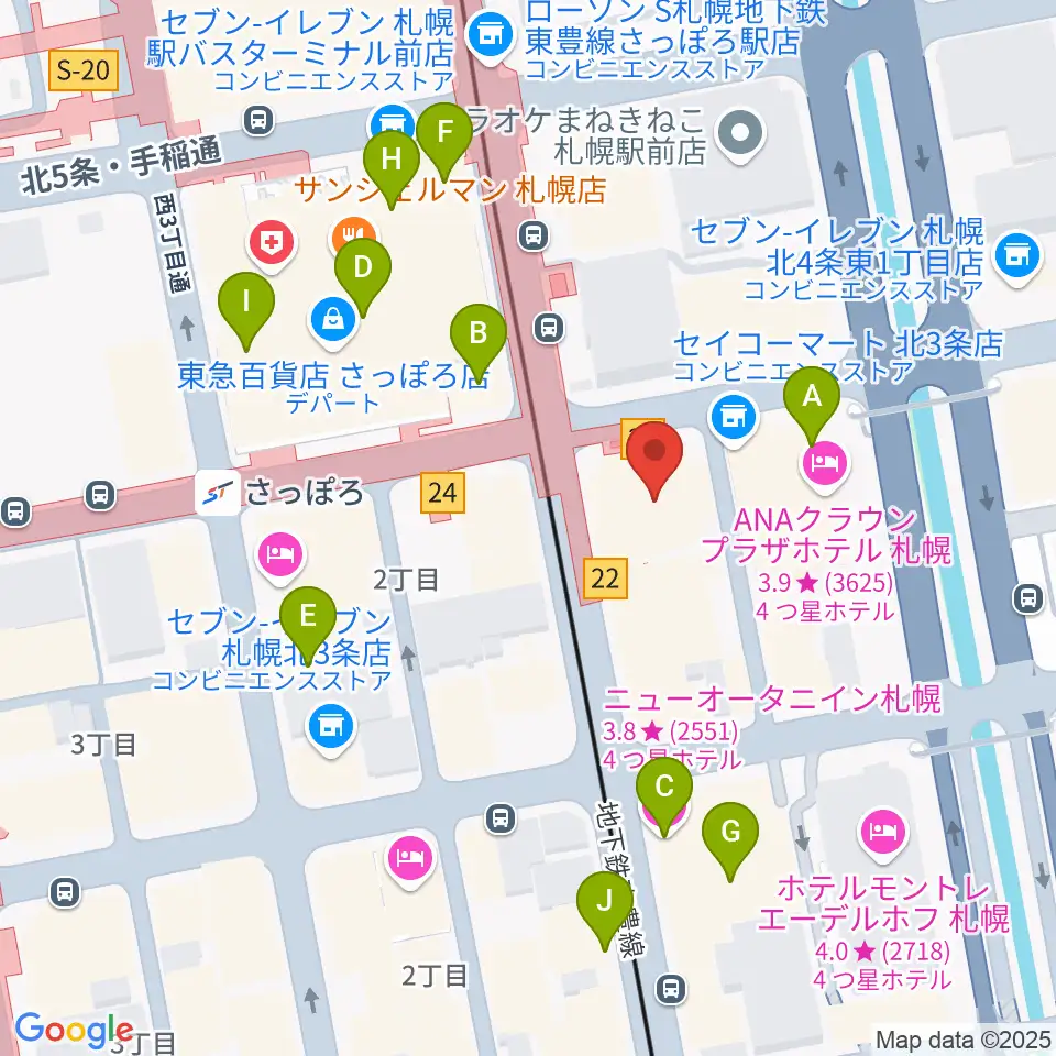シャコンヌ札幌店周辺のカフェ一覧地図