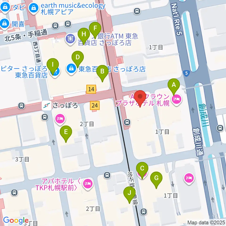 シャコンヌ札幌店周辺のカフェ一覧地図