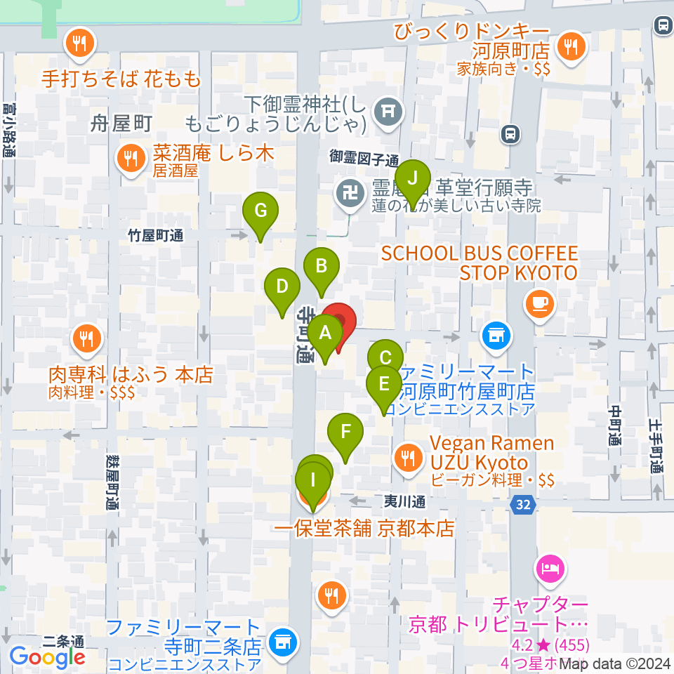 旭堂楽器店周辺のカフェ一覧地図