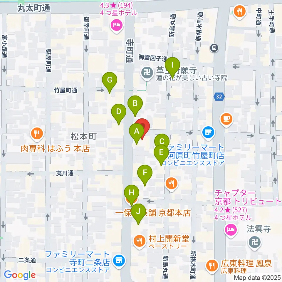 旭堂楽器店周辺のカフェ一覧地図