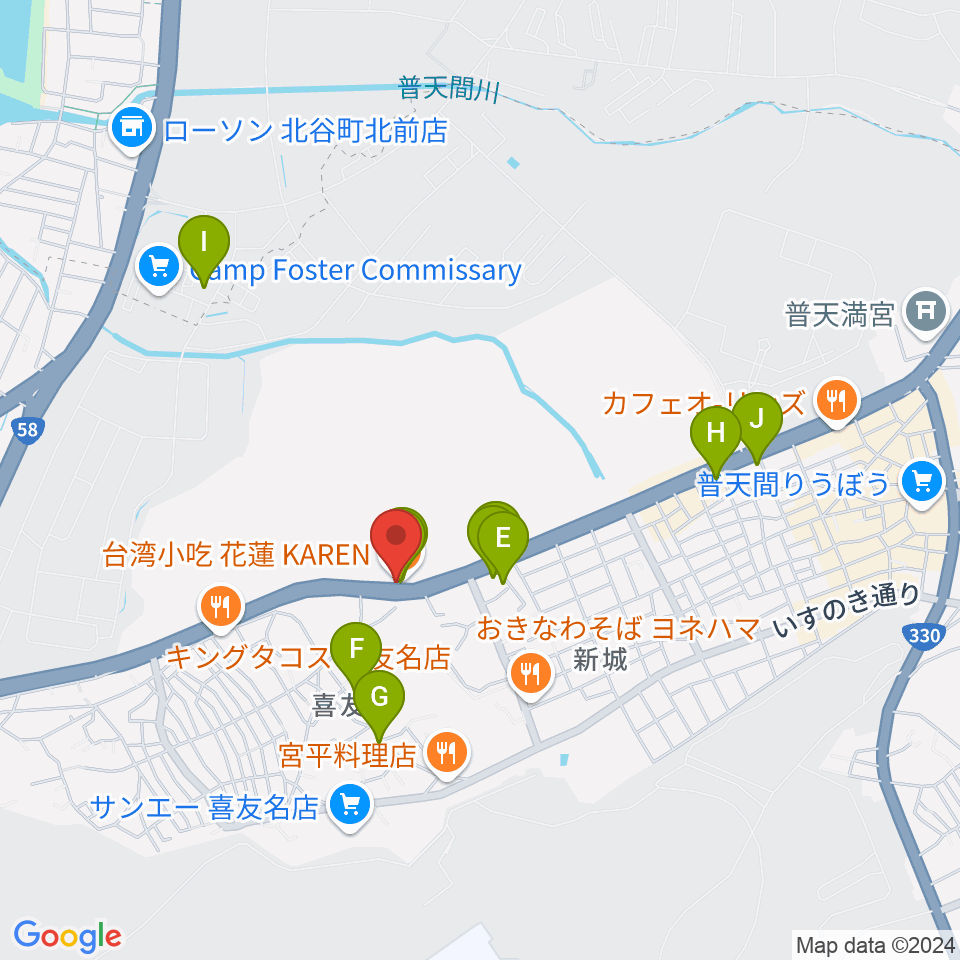 FMぎのわん周辺のカフェ一覧地図