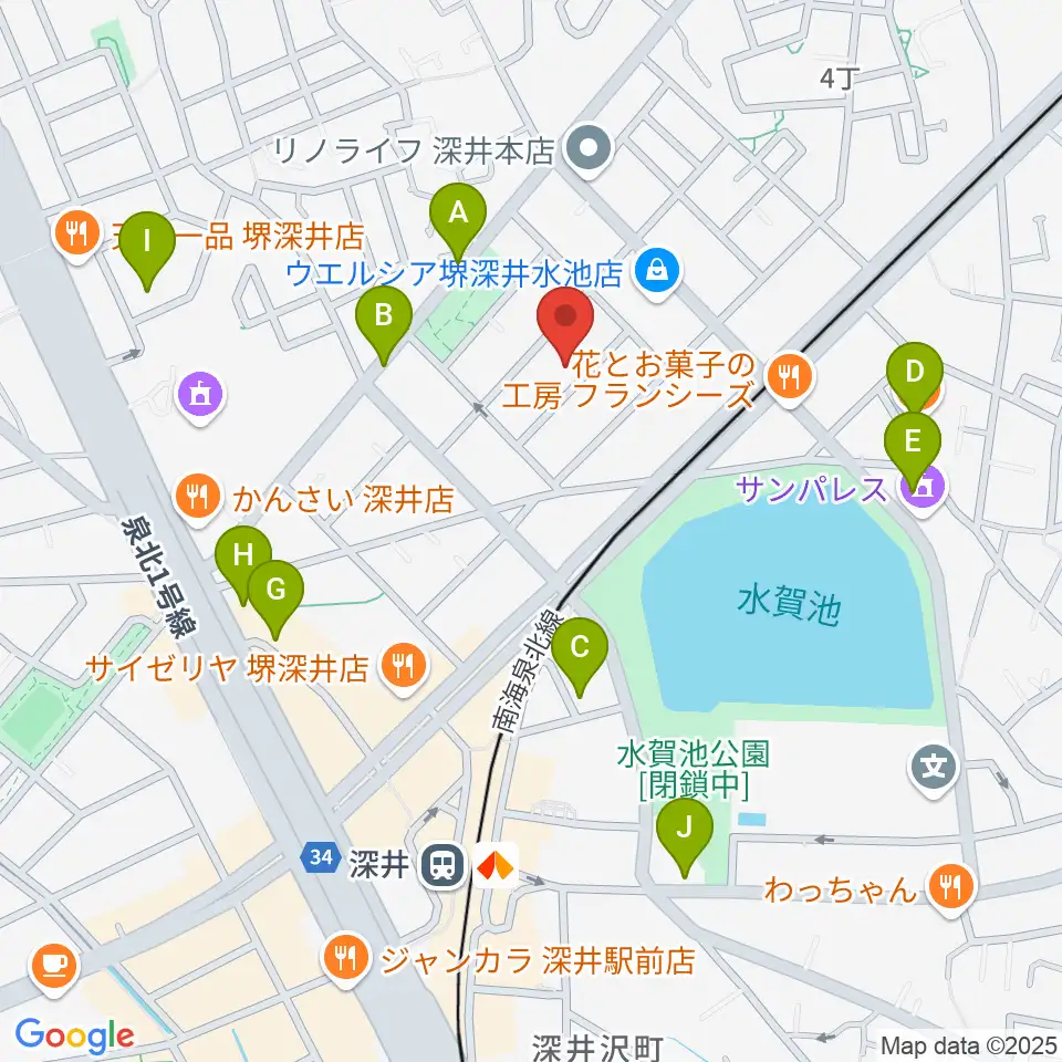 森楽器周辺のカフェ一覧地図
