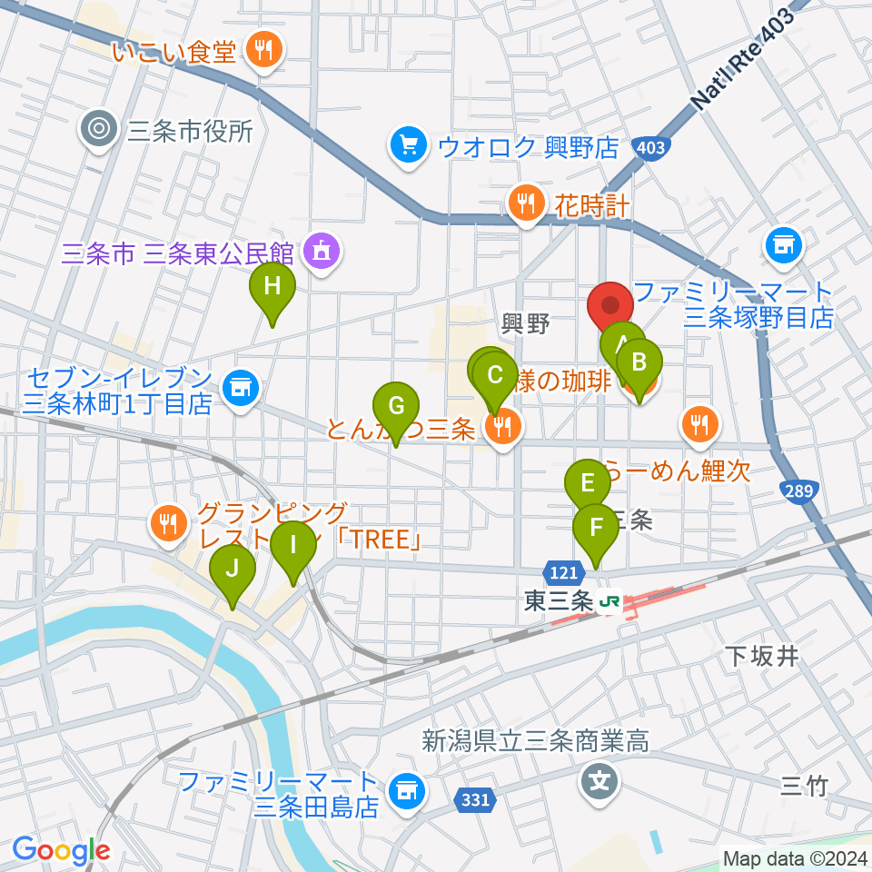 あぽろん三条店周辺のカフェ一覧地図