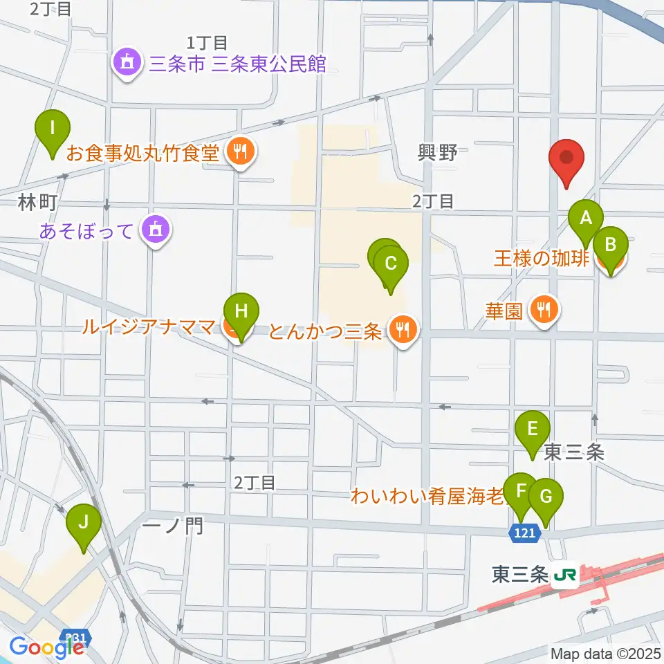 あぽろん三条店周辺のカフェ一覧地図