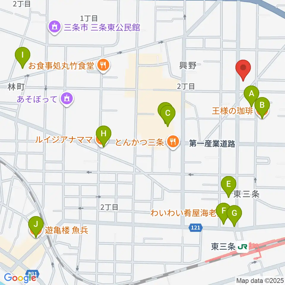 あぽろん三条店周辺のカフェ一覧地図