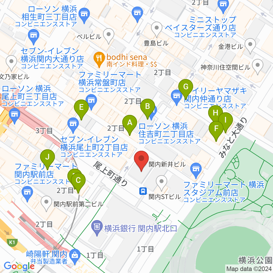 関内BarBarBar周辺のカフェ一覧地図