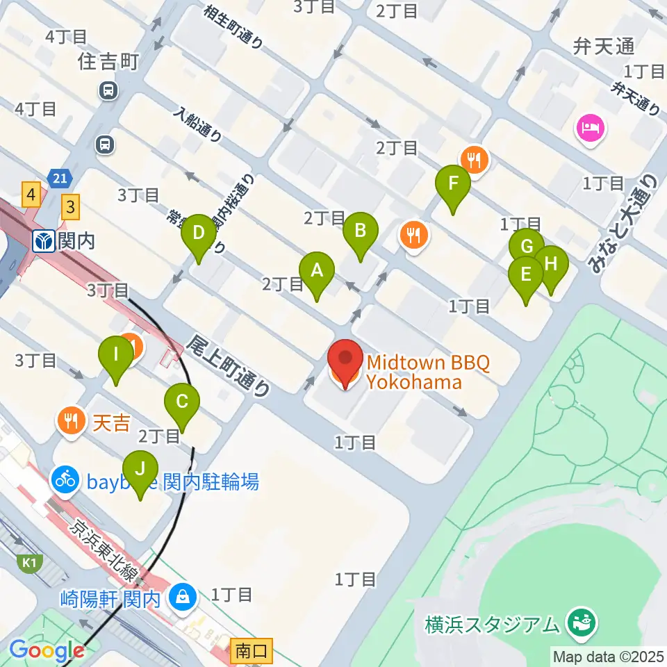 関内BarBarBar周辺のカフェ一覧地図