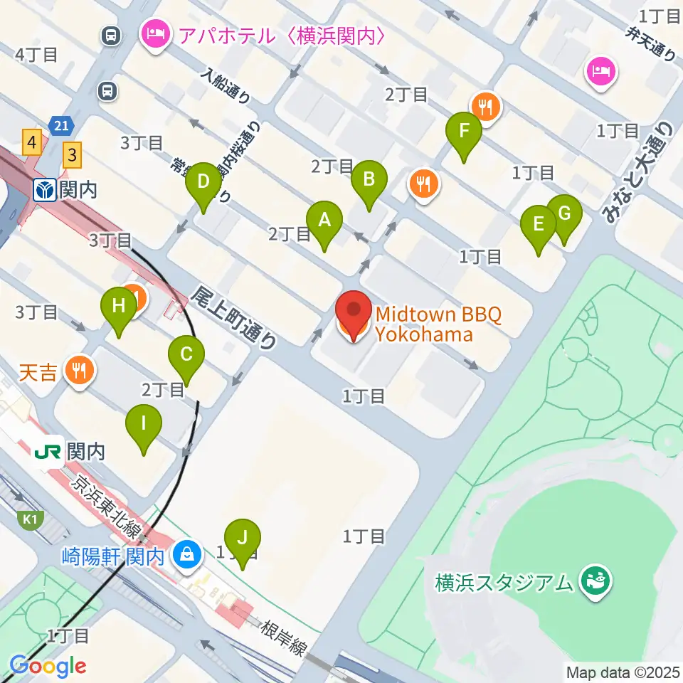 関内BarBarBar周辺のカフェ一覧地図