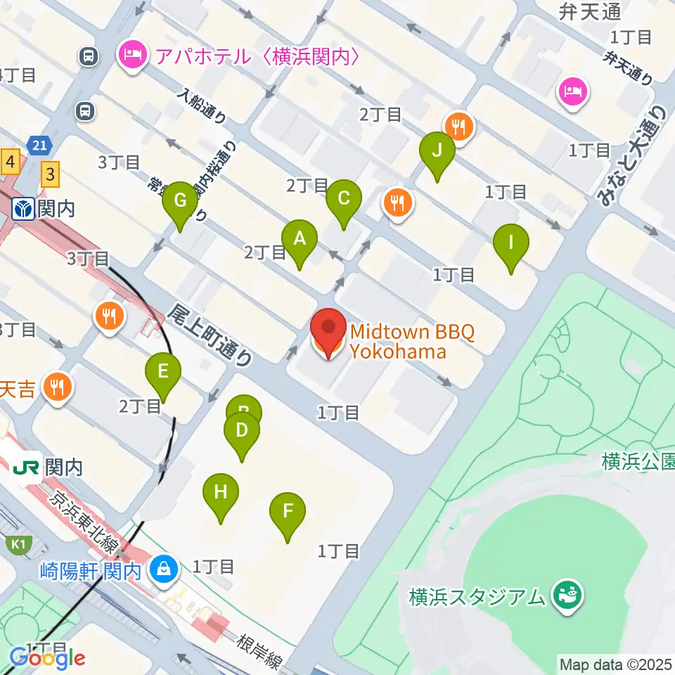 関内BarBarBar周辺のカフェ一覧地図