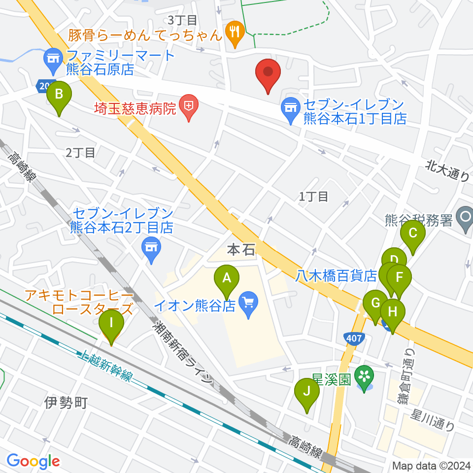 フジクラ楽器周辺のカフェ一覧地図