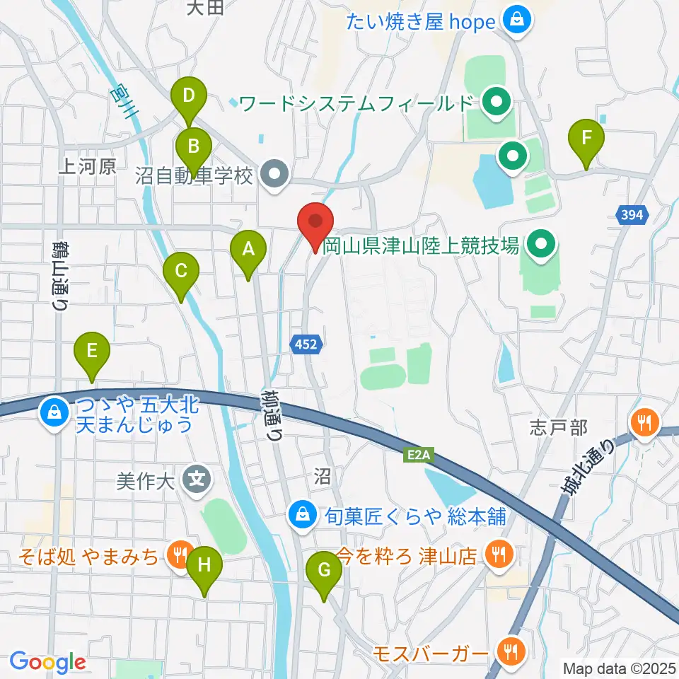 秋久弦楽器工房周辺のカフェ一覧地図