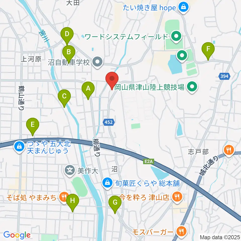 秋久弦楽器工房周辺のカフェ一覧地図