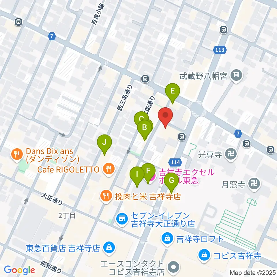 ピアノスタジオノア 吉祥寺店周辺のカフェ一覧地図