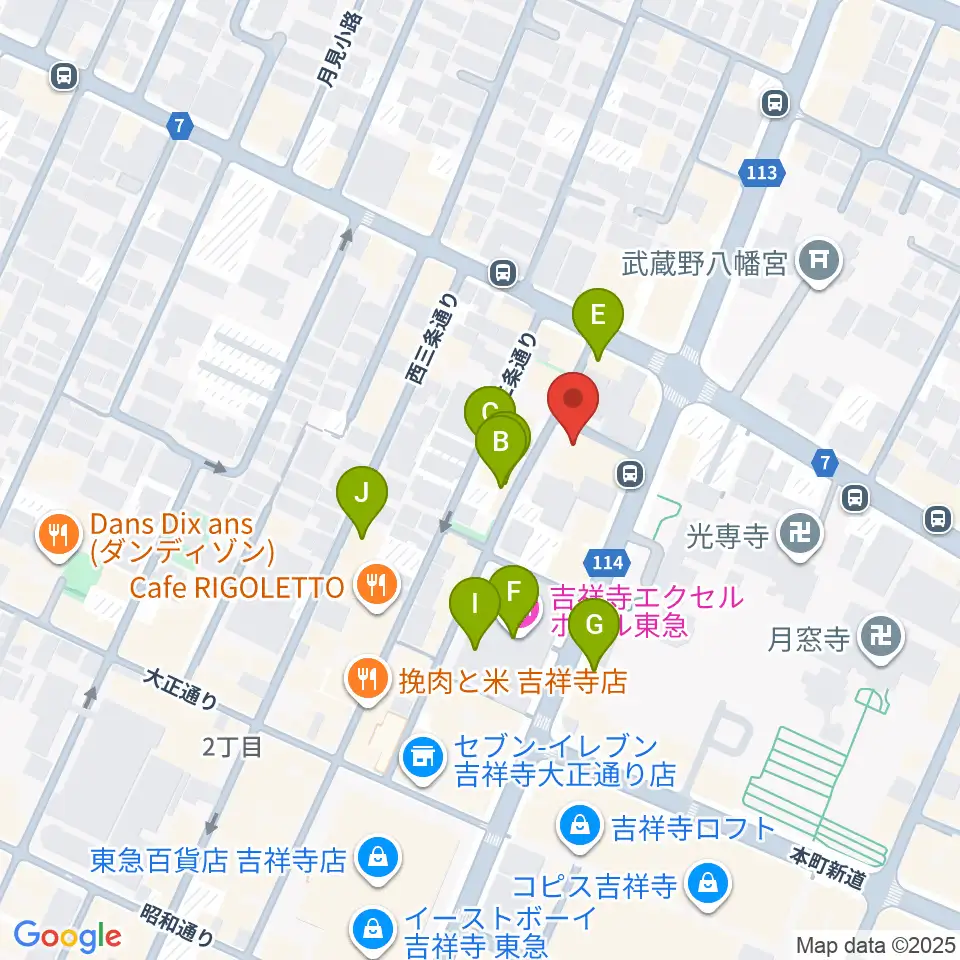ピアノスタジオノア 吉祥寺店周辺のカフェ一覧地図