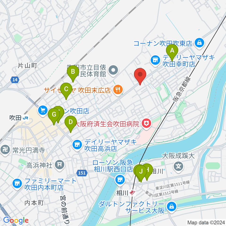 うたまくらピアノ工房周辺のカフェ一覧地図