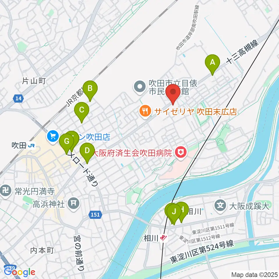 うたまくらピアノ工房周辺のカフェ一覧地図