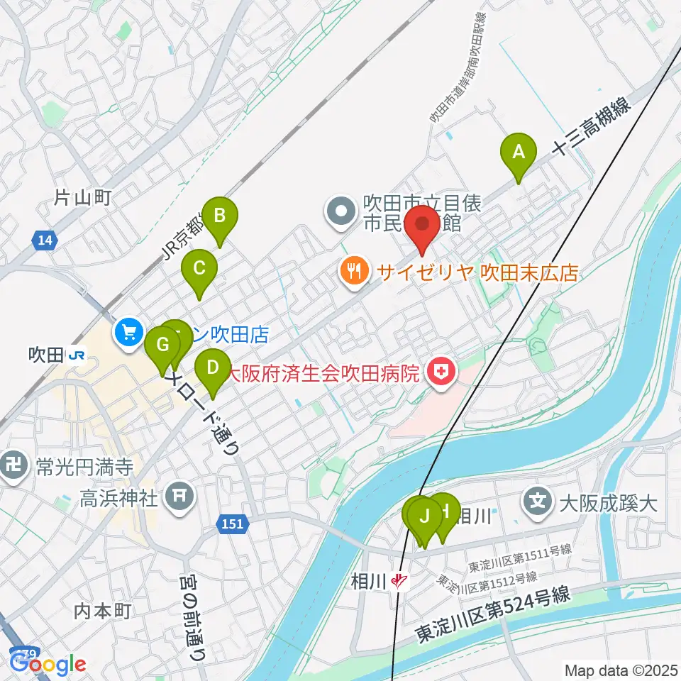 うたまくらピアノ工房周辺のカフェ一覧地図