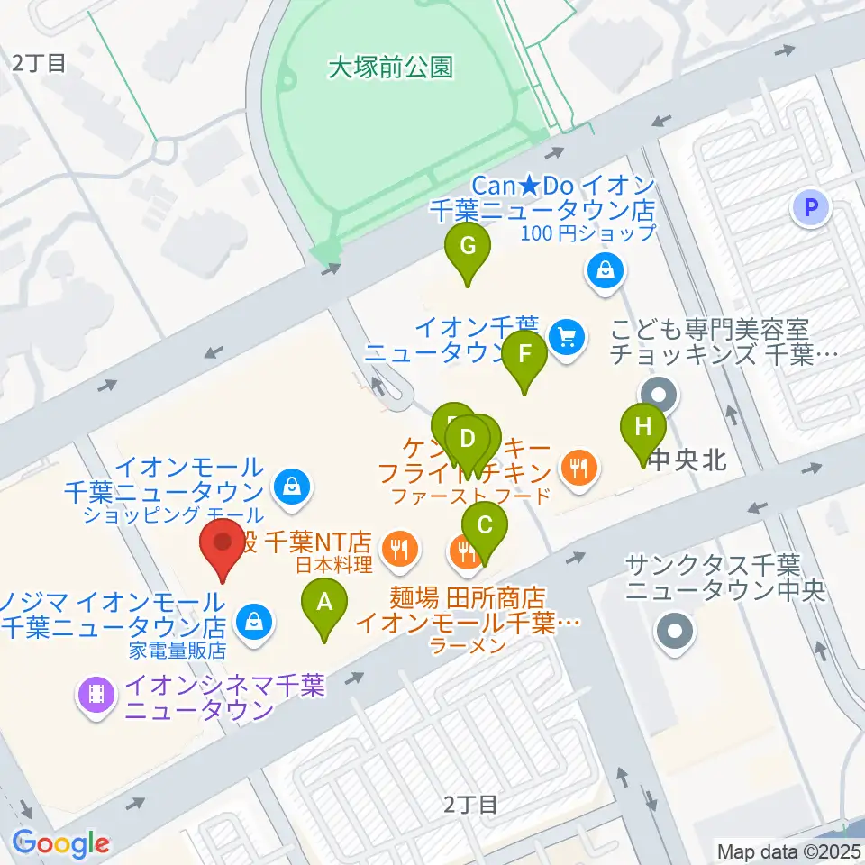 島村楽器 イオンモール千葉ニュータウン店周辺のカフェ一覧地図