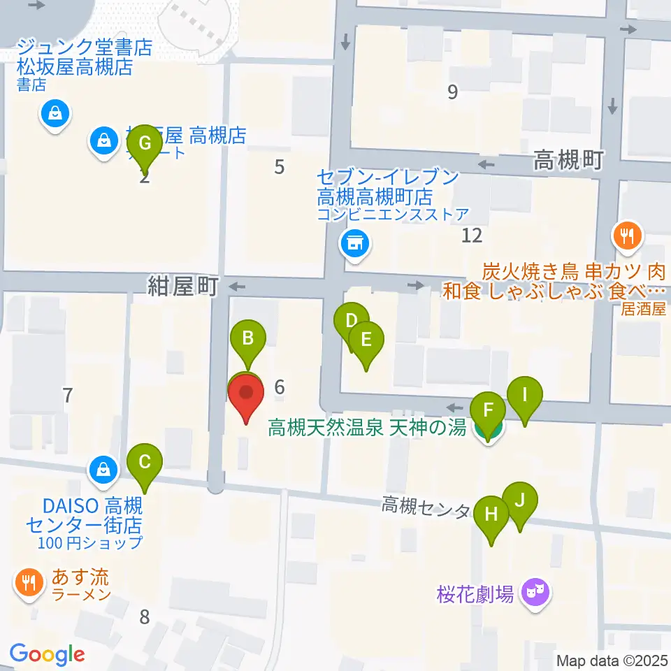 JEUGIA 高槻店周辺のカフェ一覧地図
