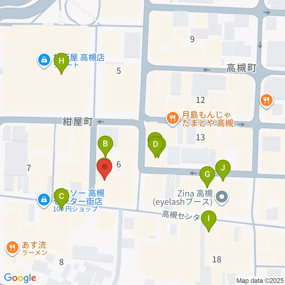 JEUGIA 高槻店周辺のカフェ一覧地図