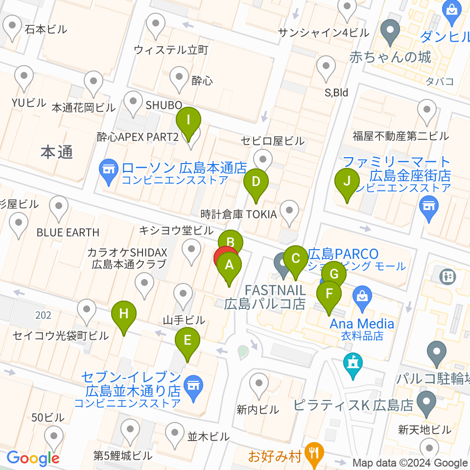 遠藤管楽器店周辺のカフェ一覧地図