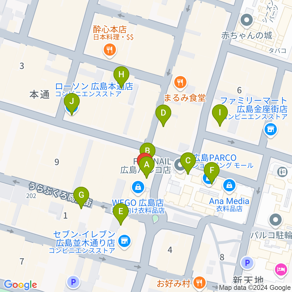 遠藤管楽器店周辺のカフェ一覧地図