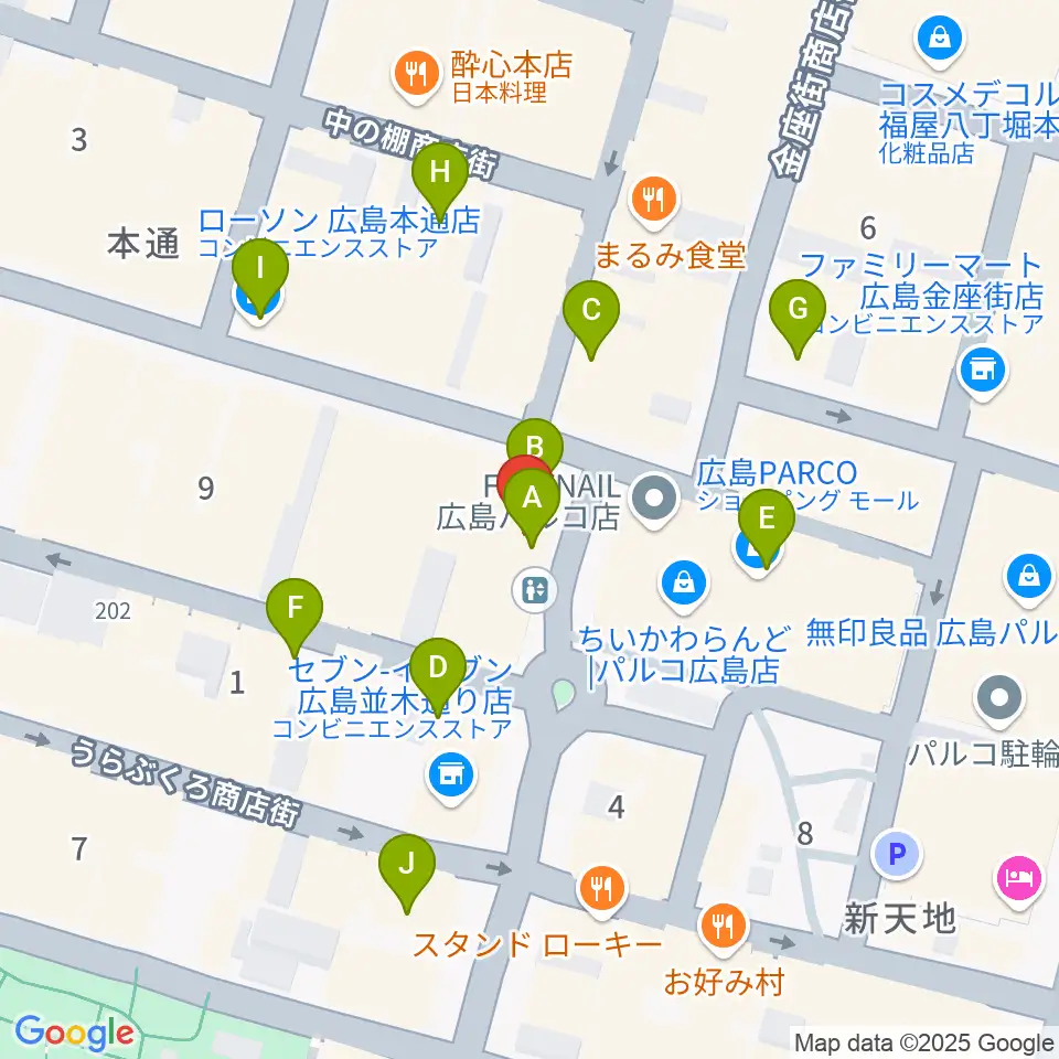 遠藤管楽器店周辺のカフェ一覧地図