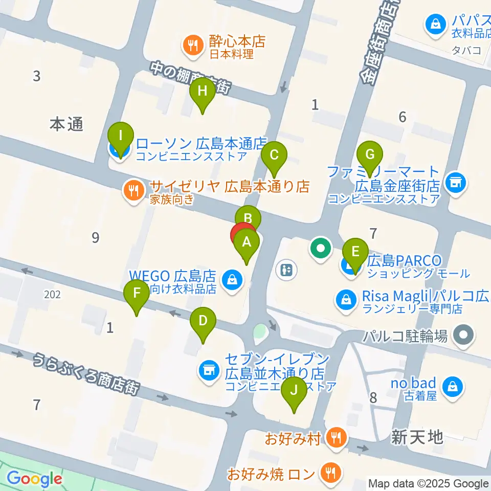 遠藤管楽器店周辺のカフェ一覧地図