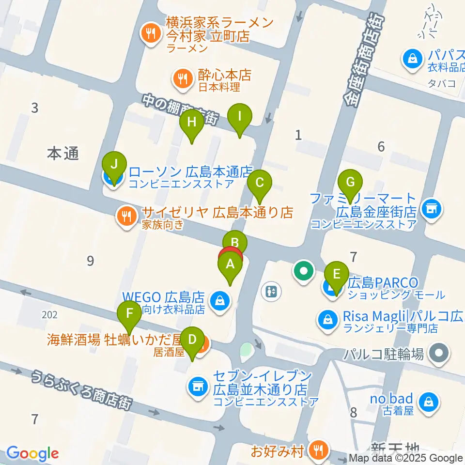遠藤管楽器店周辺のカフェ一覧地図