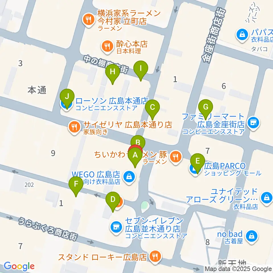 遠藤管楽器店周辺のカフェ一覧地図