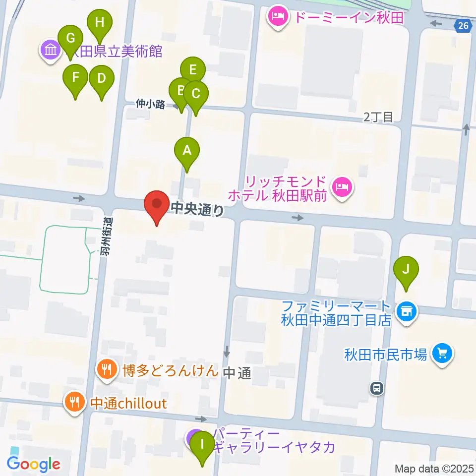 ヤマハミュージック 秋田店周辺のカフェ一覧地図
