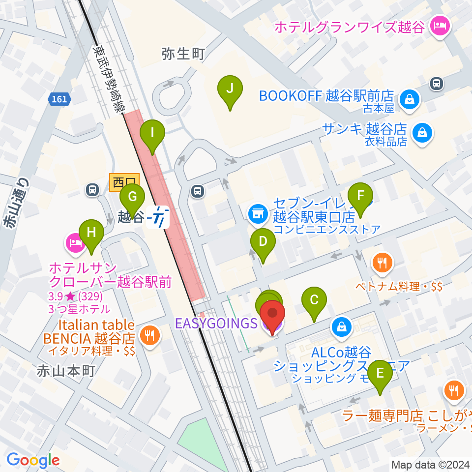 越谷イージーゴーイングス周辺のカフェ一覧地図