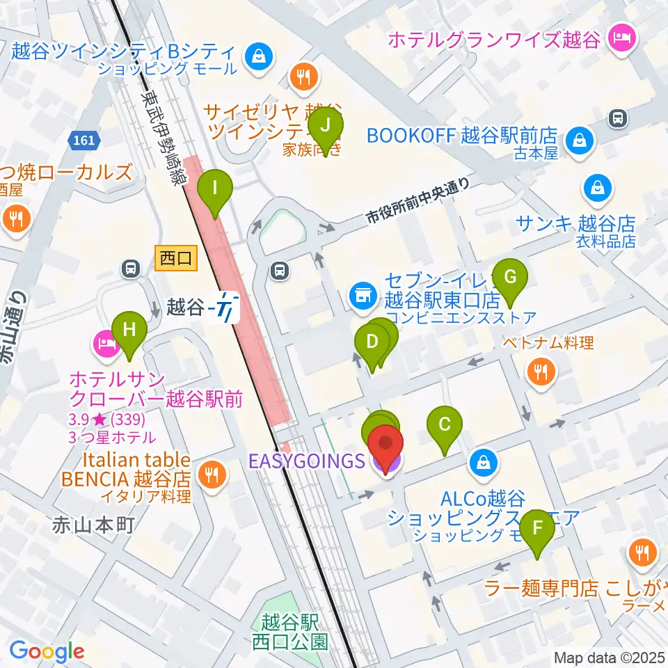 越谷イージーゴーイングス周辺のカフェ一覧地図