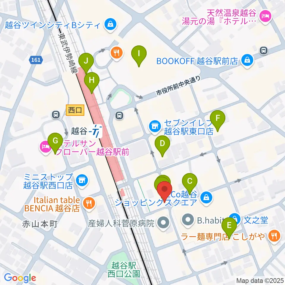 越谷イージーゴーイングス周辺のカフェ一覧地図