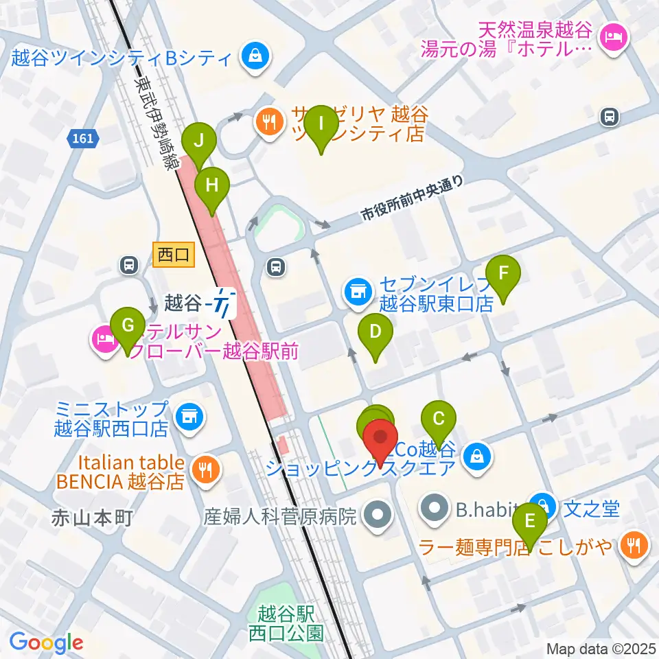 越谷イージーゴーイングス周辺のカフェ一覧地図