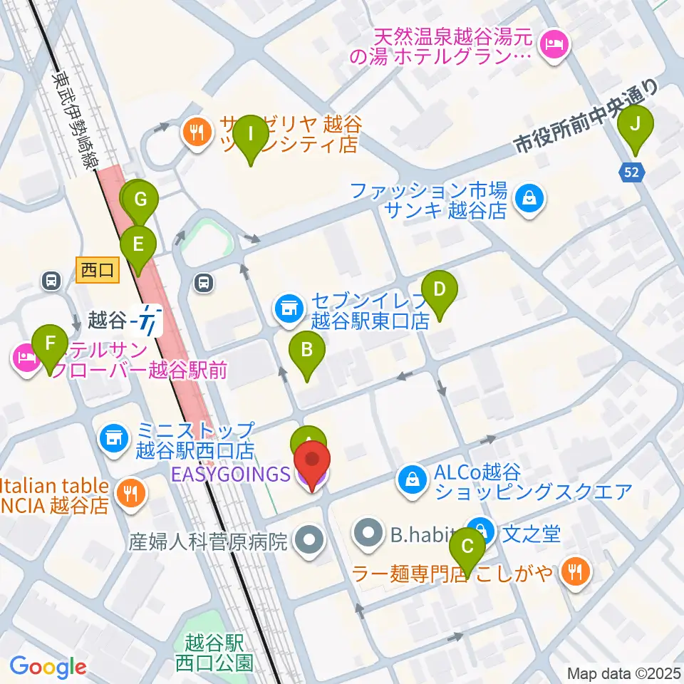 越谷イージーゴーイングス周辺のカフェ一覧地図