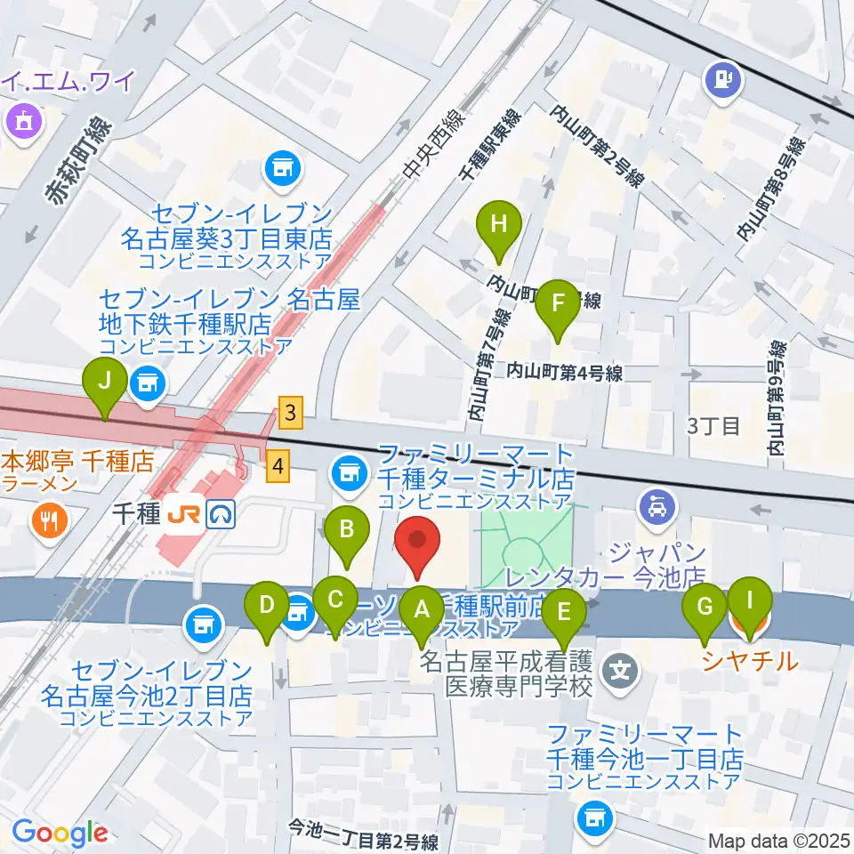 中善楽器ブレーメン周辺のカフェ一覧地図