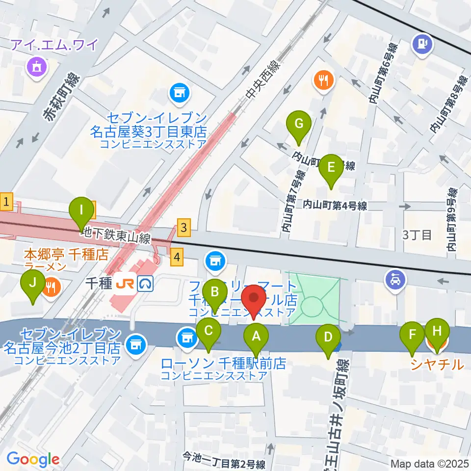 中善楽器ブレーメン周辺のカフェ一覧地図