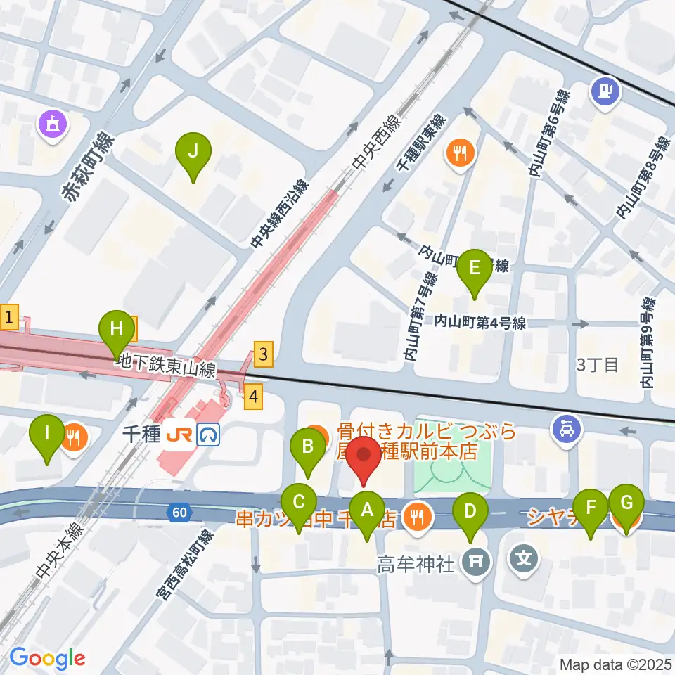 中善楽器ブレーメン周辺のカフェ一覧地図