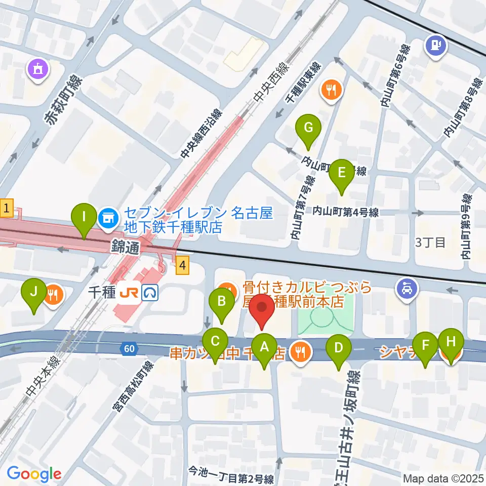 中善楽器ブレーメン周辺のカフェ一覧地図