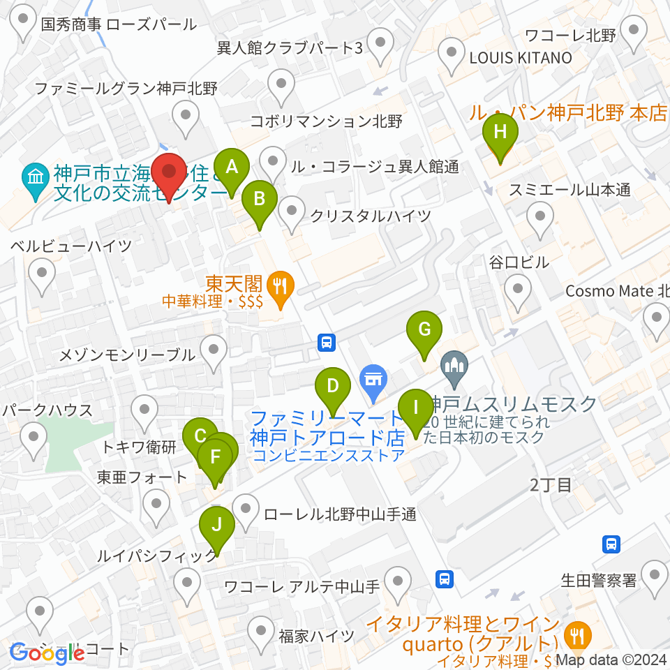 弦楽器とレコードの店プリムローズ周辺のカフェ一覧地図