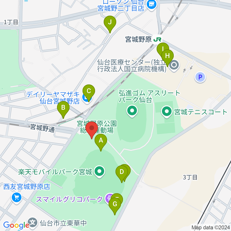 Rakuten.FM TOHOKU周辺のカフェ一覧地図