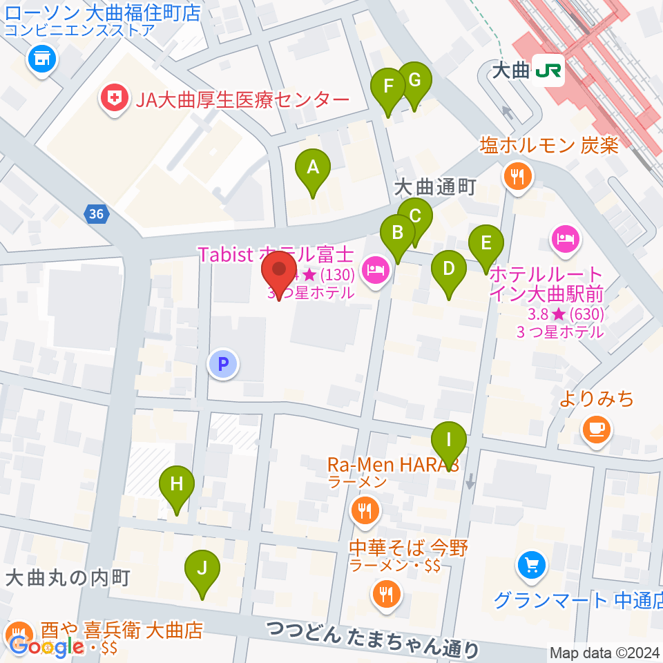 FMはなび周辺のカフェ一覧地図