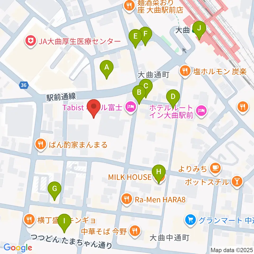 FMはなび周辺のカフェ一覧地図