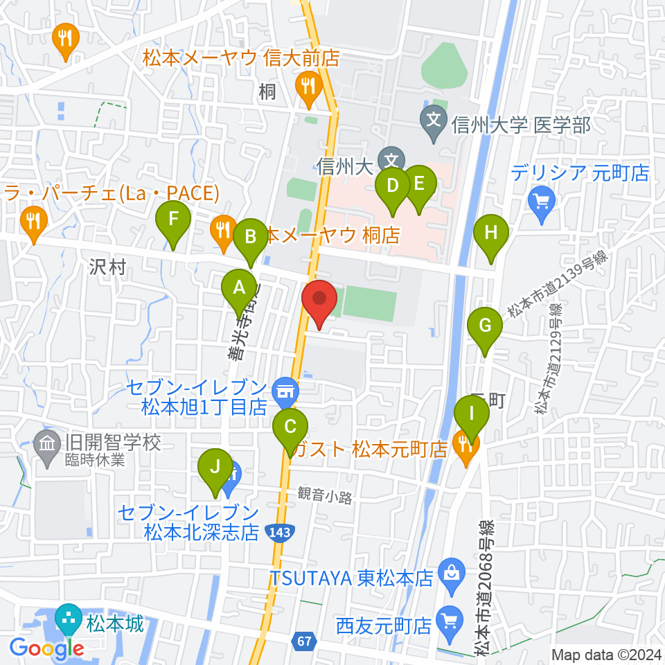 鈴木鎮一記念館周辺のカフェ一覧地図