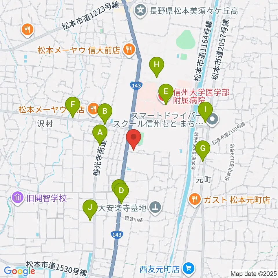 鈴木鎮一記念館周辺のカフェ一覧地図