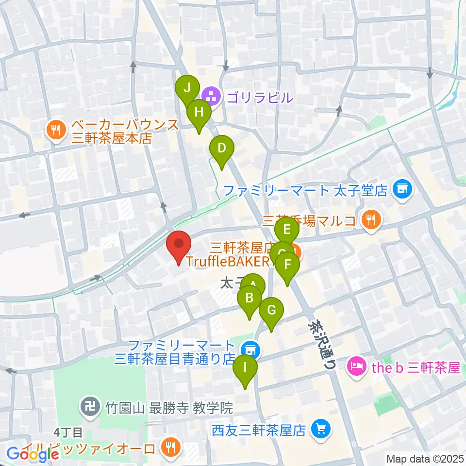 Festa Music Salon周辺のカフェ一覧地図