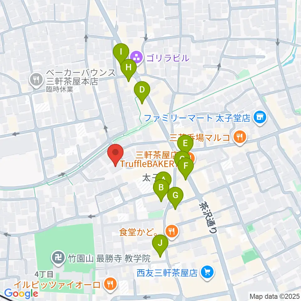 Festa Music Salon周辺のカフェ一覧地図