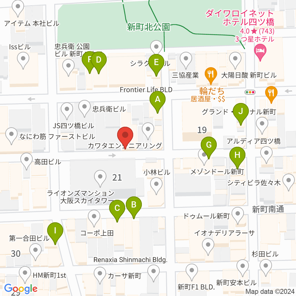 大阪スクールオブミュージック専門学校周辺のカフェ一覧地図